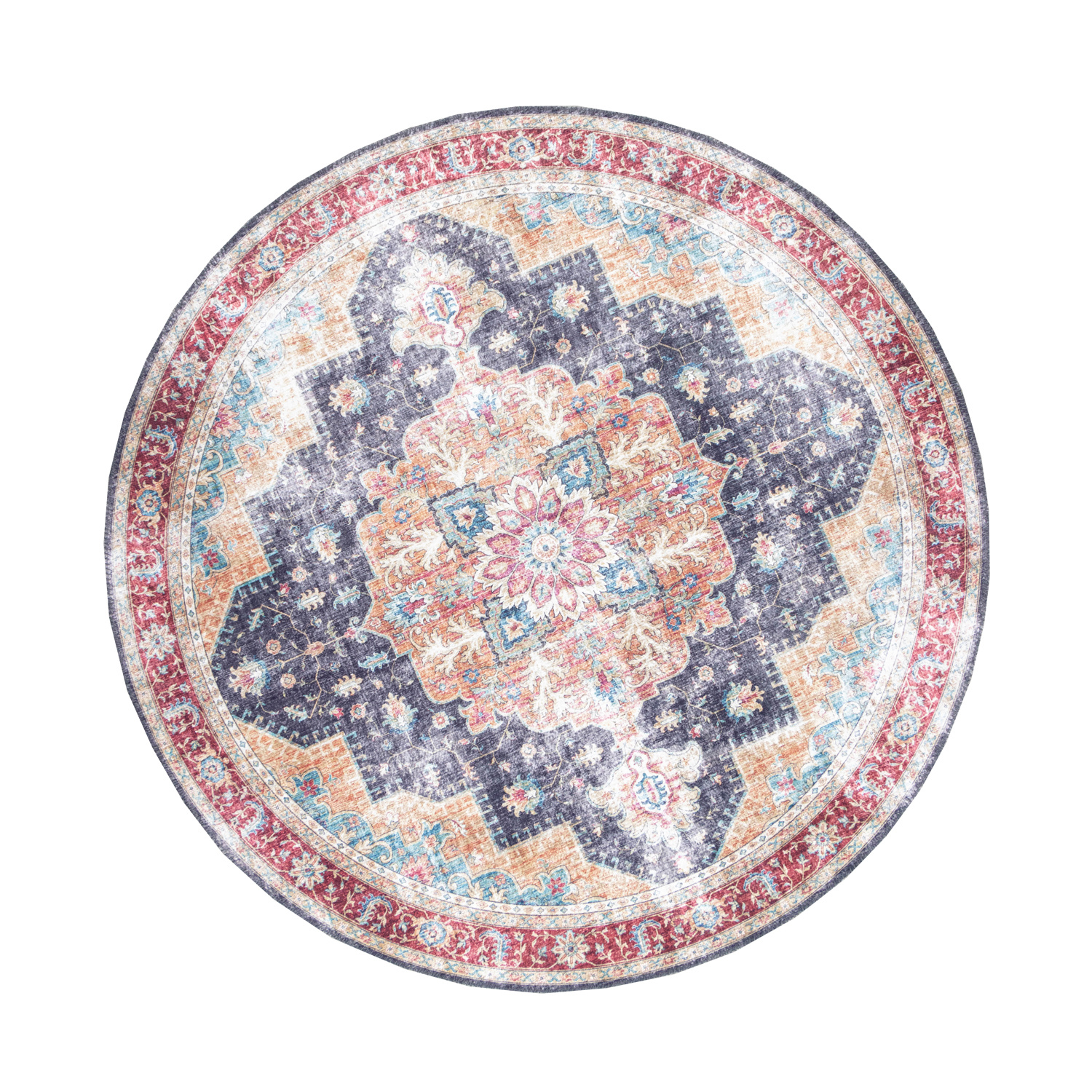 Teppich Vintage Rund - Azara Blau Rot - sfeer