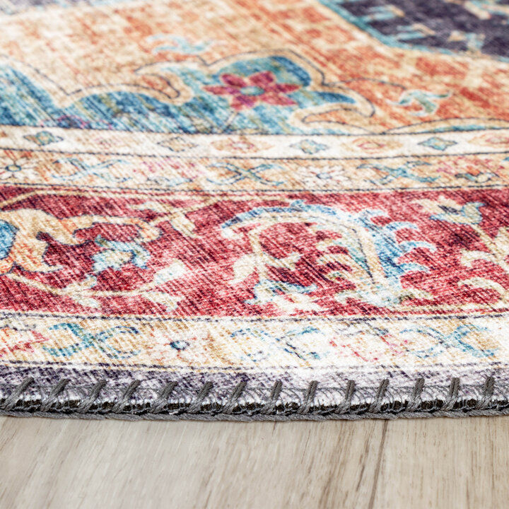 Teppich Vintage Rund - Azara Blau Rot