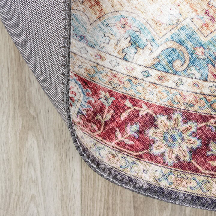 Teppich Vintage Rund - Azara Blau Rot