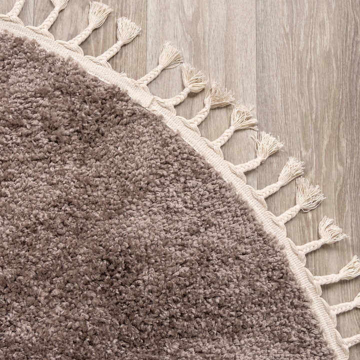 Teppich Hochflor Rund - Lofty Fringe Taupe