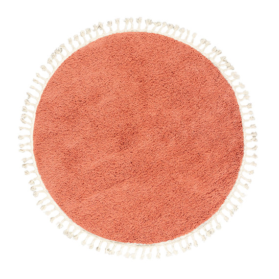 FRAAI | Home & Living Teppich Hochflor Rund - Lofty Fringe Orange Rosa