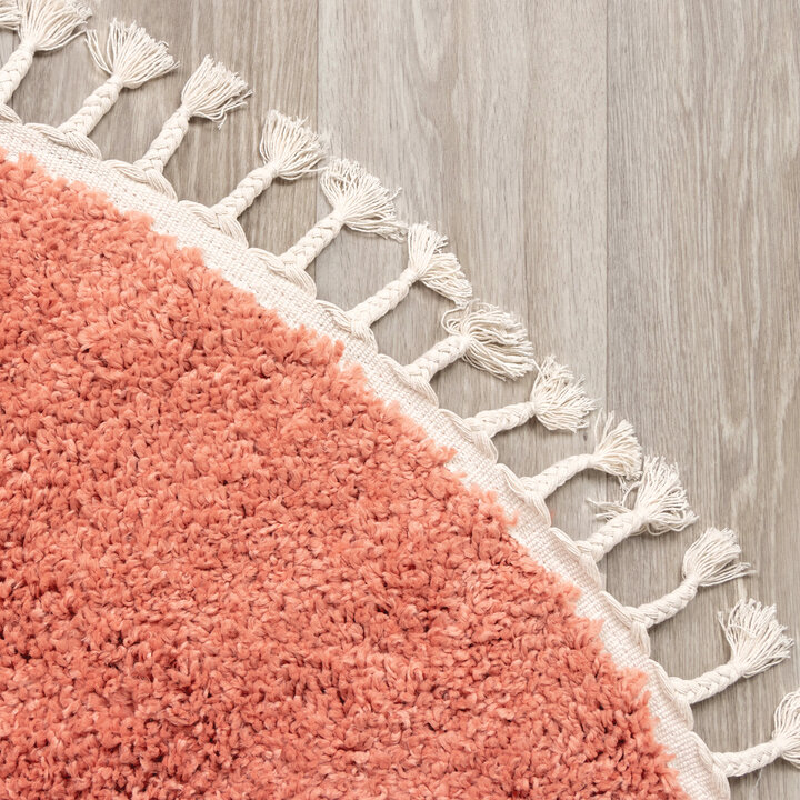 Teppich Hochflor Rund - Lofty Fringe Orange Rosa