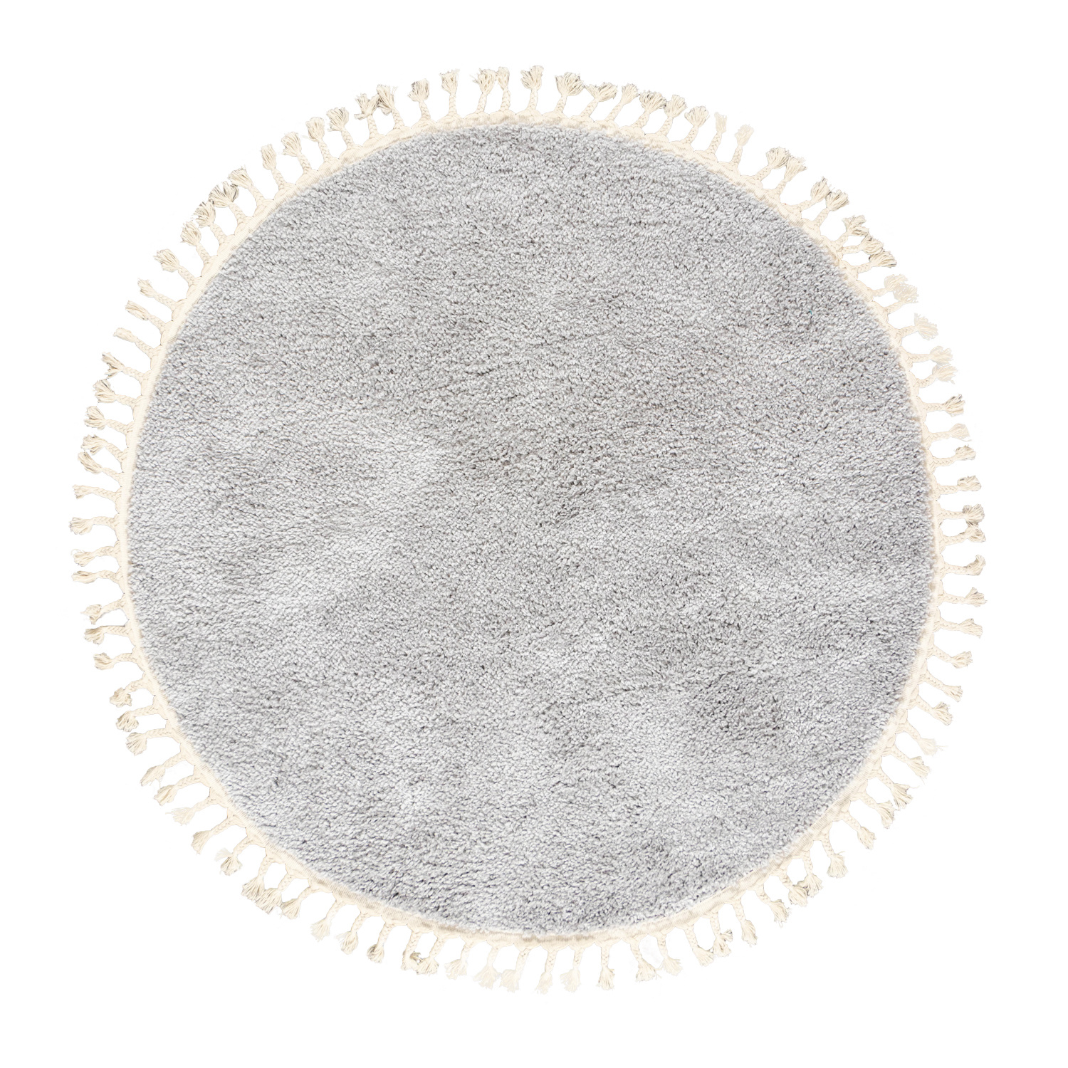 Teppich Hochflor Rund - Lofty Fringe Hellgrau - sfeer