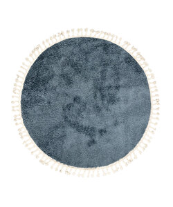 Teppich Hochflor Rund - Lofty Fringe Blau