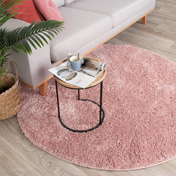Teppich Hochflor Rund - Lofty Rosa