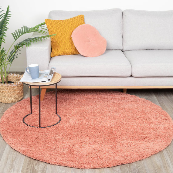 FRAAI | Home & Living Teppich Hochflor Rund - Lofty Orange/Rosa