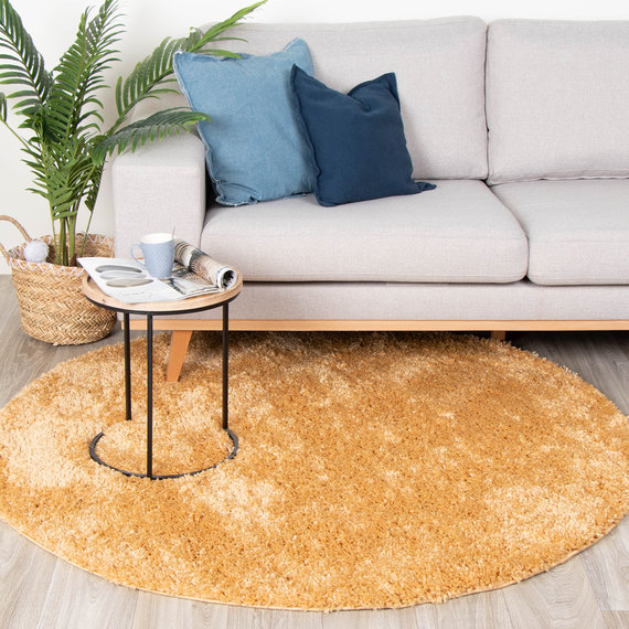 FRAAI | Home & Living Teppich Hochflor Rund - Lofty Ockergelb