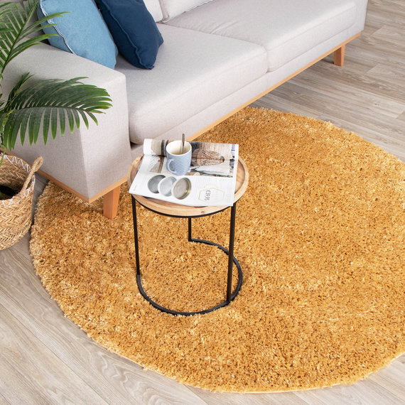 FRAAI | Home & Living Teppich Hochflor Rund - Lofty Ockergelb