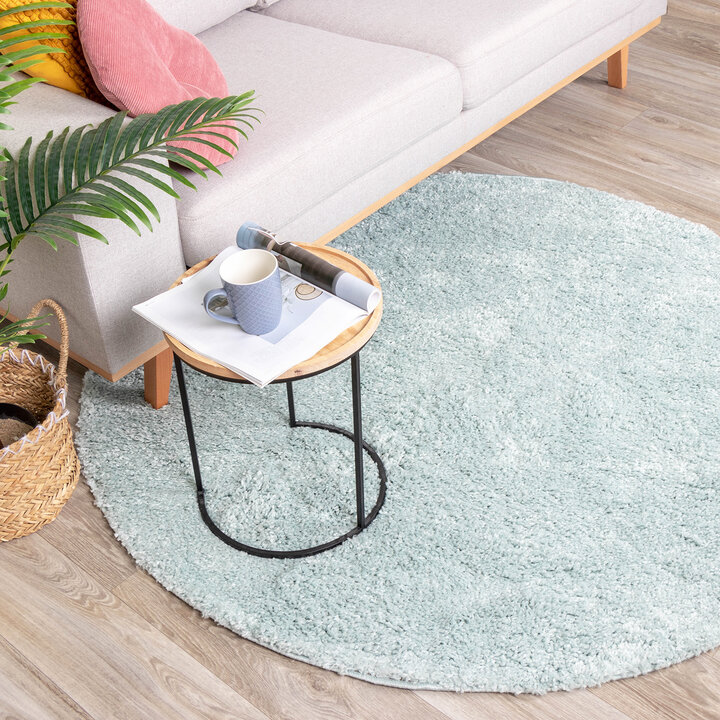 Teppich Hochflor Rund - Lofty Hellblau Türkis