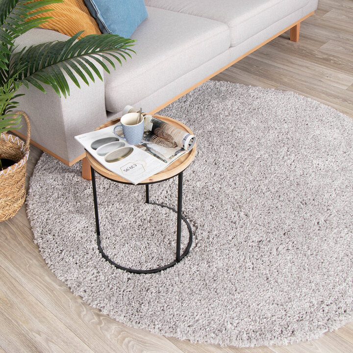 Teppich Hochflor Rund - Lofty Hellgrau
