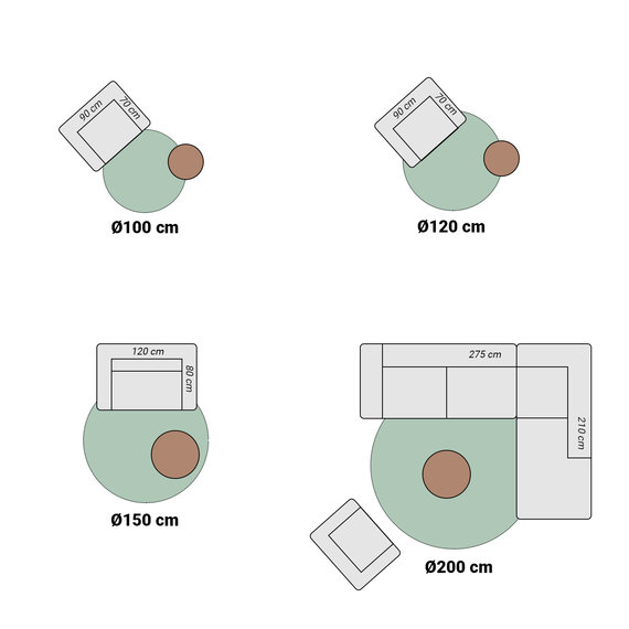 FRAAI | Home & Living Teppich Hochflor Rund - Lofty Hellgrau