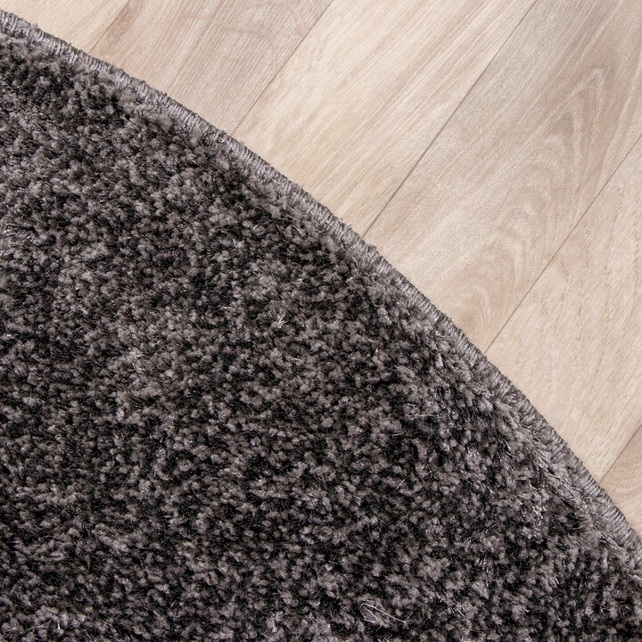 Hochflor Teppich Rund - Glazy Anthrazit