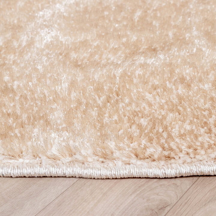 Hochflor Teppich Rund - Glazy Beige Creme