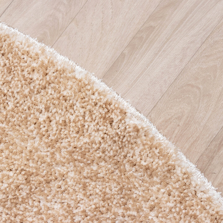 Hochflor Teppich Rund - Glazy Beige Creme