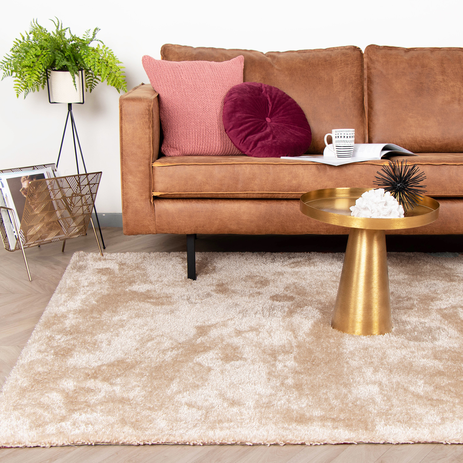 Hochflor Teppich - Glazy Beige Creme