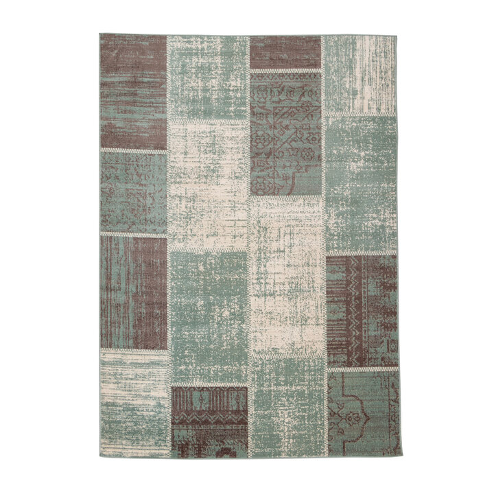 Teppich Vintage - Spring Patchwork Grün Grau