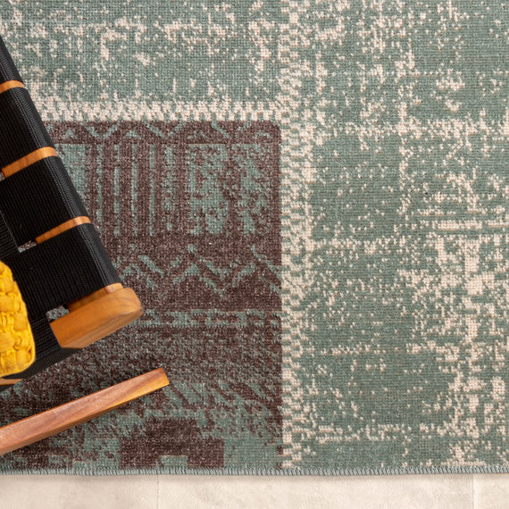 FRAAI | Home & Living Teppich Vintage - Spring Patchwork Grün Grau
