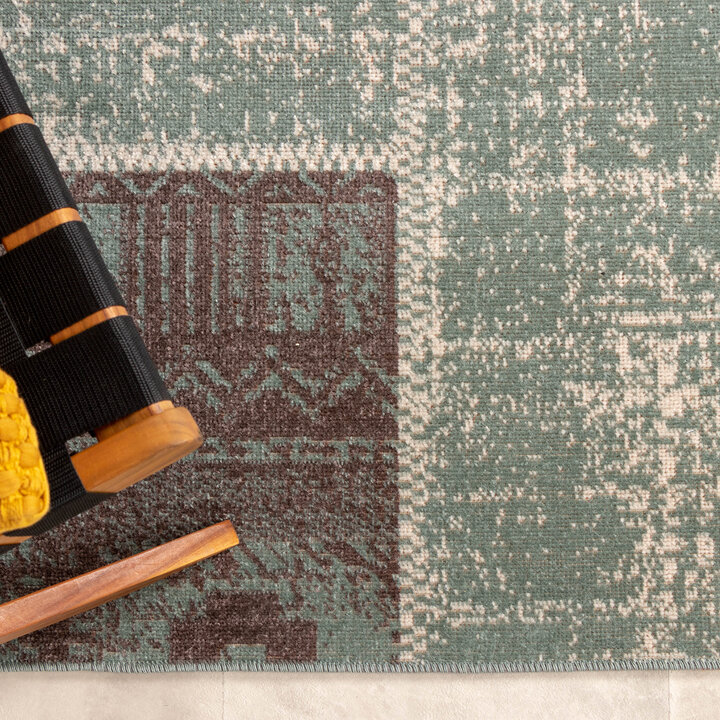 Teppich Vintage - Spring Patchwork Grün Grau