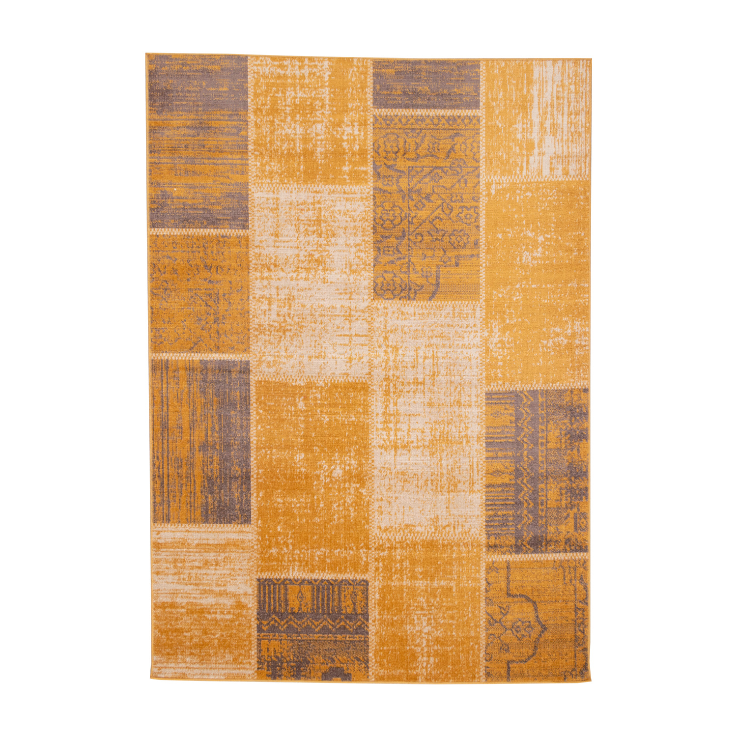 Teppich Vintage - Spring Patchwork Ockergelb Taupe - sfeer