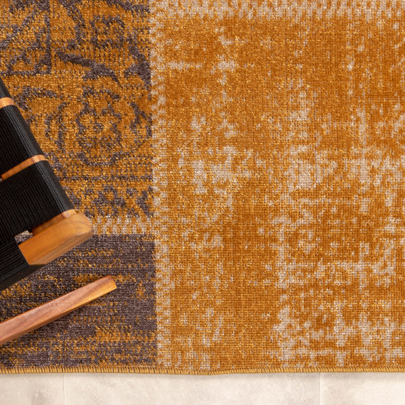 FRAAI | Home & Living Teppich Vintage - Spring Patchwork Ockergelb Taupe