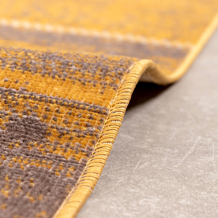 Teppich Vintage - Spring Patchwork Ockergelb Taupe