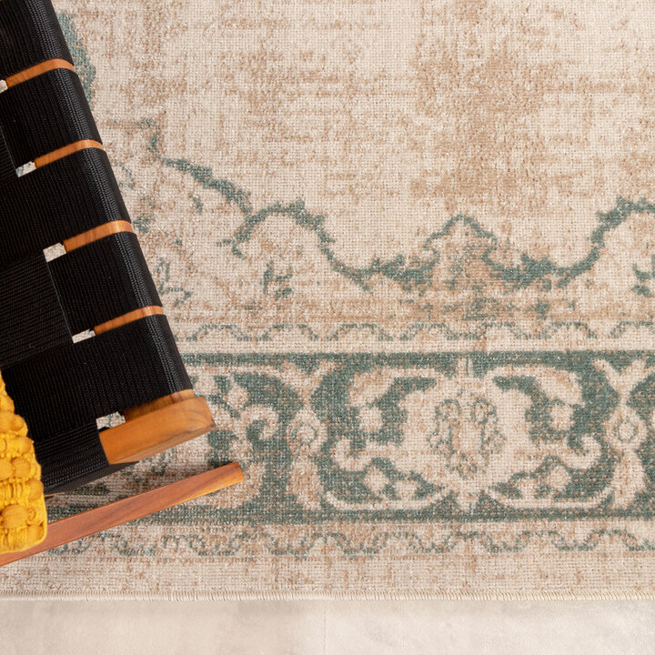 Teppich Vintage - Spring Medaillon Creme Grün