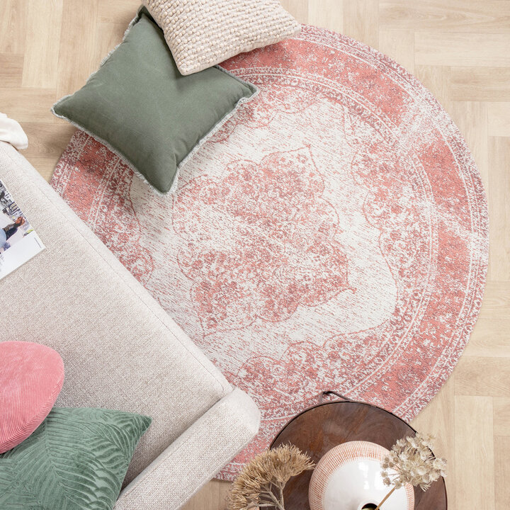 Teppich Vintage Rund - Admire Rosa