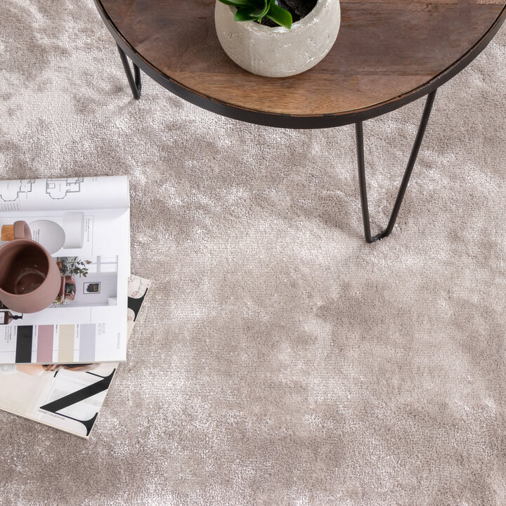 Waschbarer Viskose Teppich Rund - Vive Grau