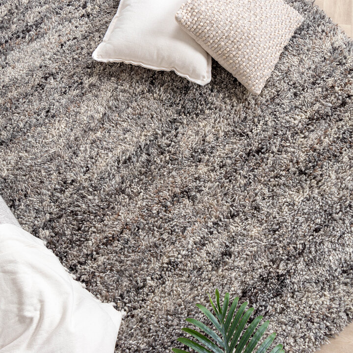 Hochflor Wollteppich - Royal Hellgrau Meliert