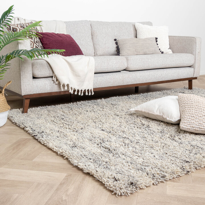 Hochflor Wollteppich - Royal Creme Grau