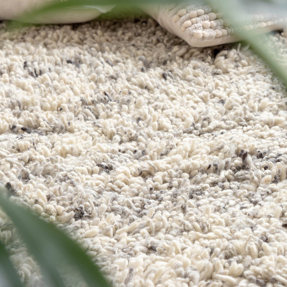 FRAAI | Home & Living Hochflor Wollteppich - Royal Creme/Grau