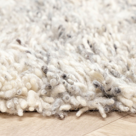 FRAAI | Home & Living Hochflor Wollteppich - Royal Creme/Grau