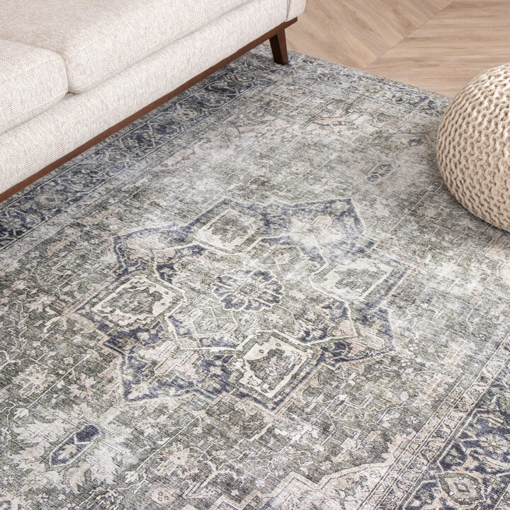 Teppich Vintage - Lugan Grün Grau