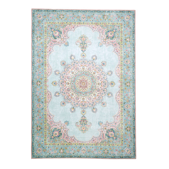 FRAAI | Home & Living Teppich Vintage - Lily Medaillon Hellblau Türkis