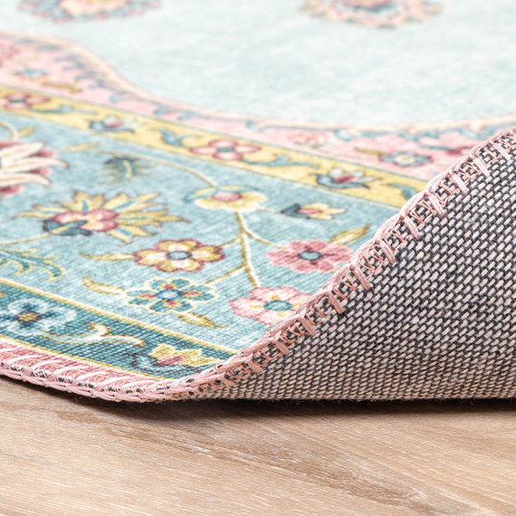 FRAAI | Home & Living Teppich Vintage - Lily Medaillon Hellblau Türkis