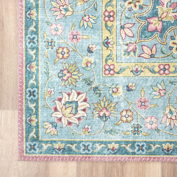 FRAAI | Home & Living Teppich Vintage - Lily Medaillon Hellblau Türkis