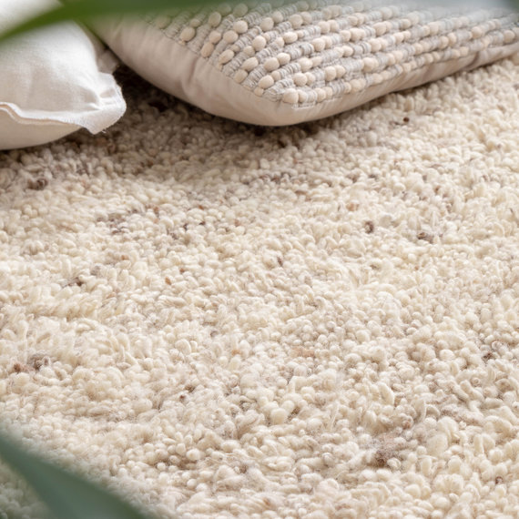 FRAAI | Home & Living Hochflor Wollteppich - Royal Creme/Meliert