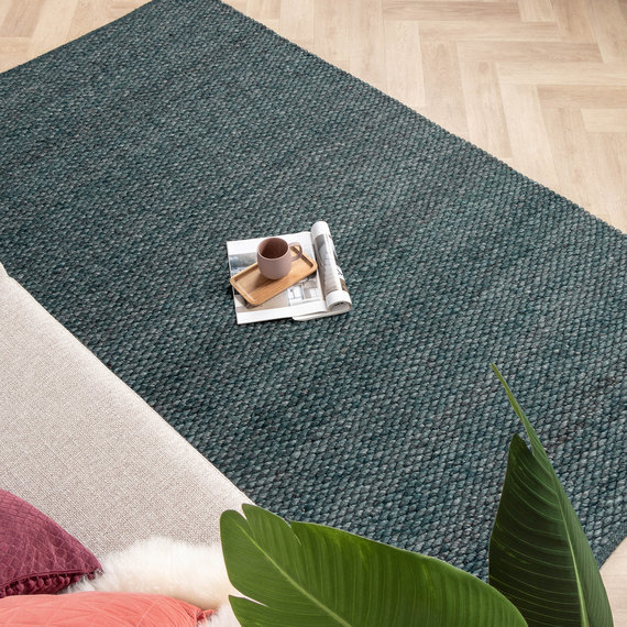 FRAAI | Home & Living Wollteppich - Brilliant Blau/Grün