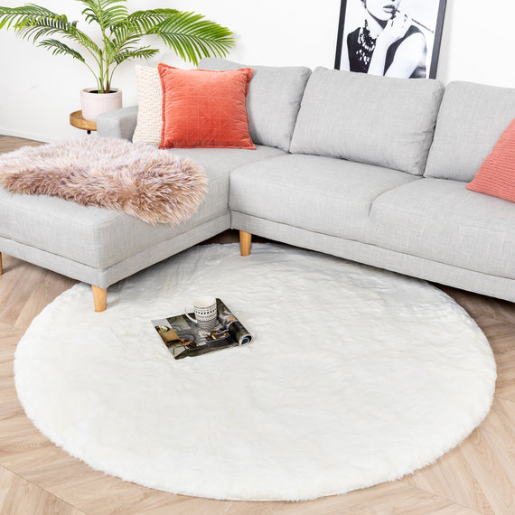 FRAAI | Home & Living Hochflor Teppich Rund - Comfy Weiß