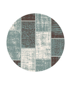 Teppich Vintage Rund - Spring Patchwork Grün Grau