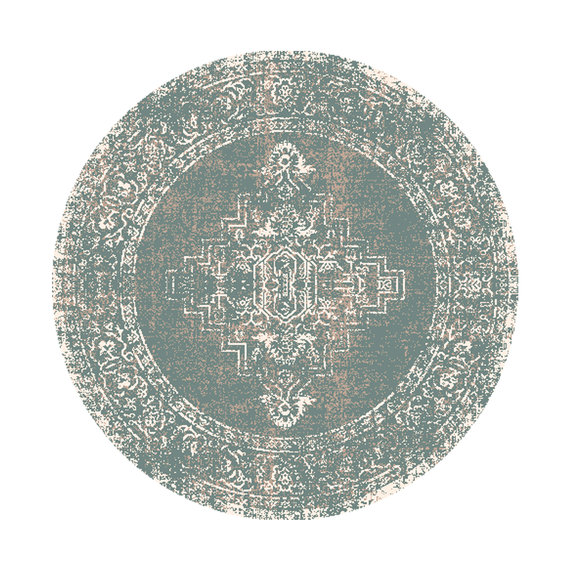 FRAAI | Home & Living Teppich Vintage Rund - Spring Ethnic Grün Creme