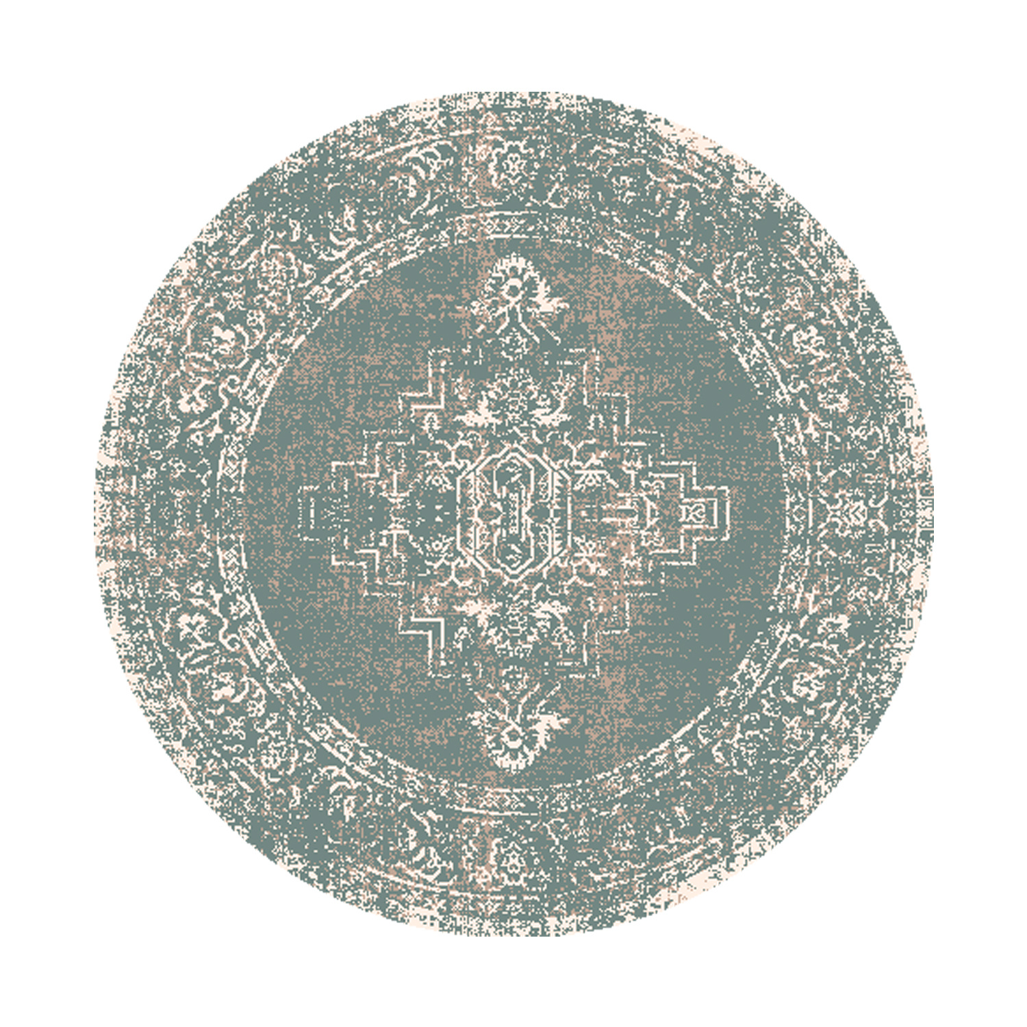 Teppich Vintage Rund - Spring Ethnic Grün Creme - sfeer
