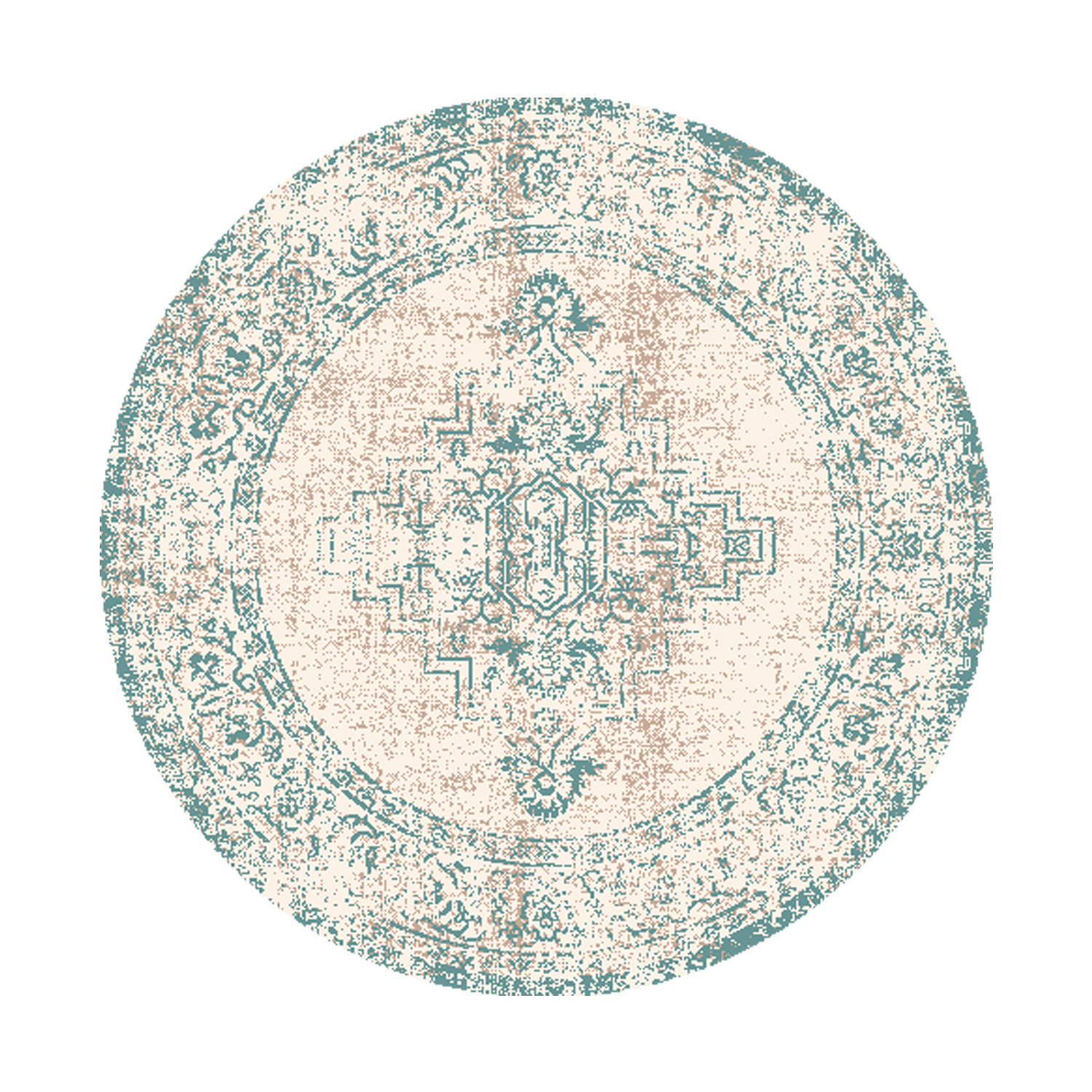 Teppich Vintage Rund - Spring Ethnic Creme Grün - sfeer