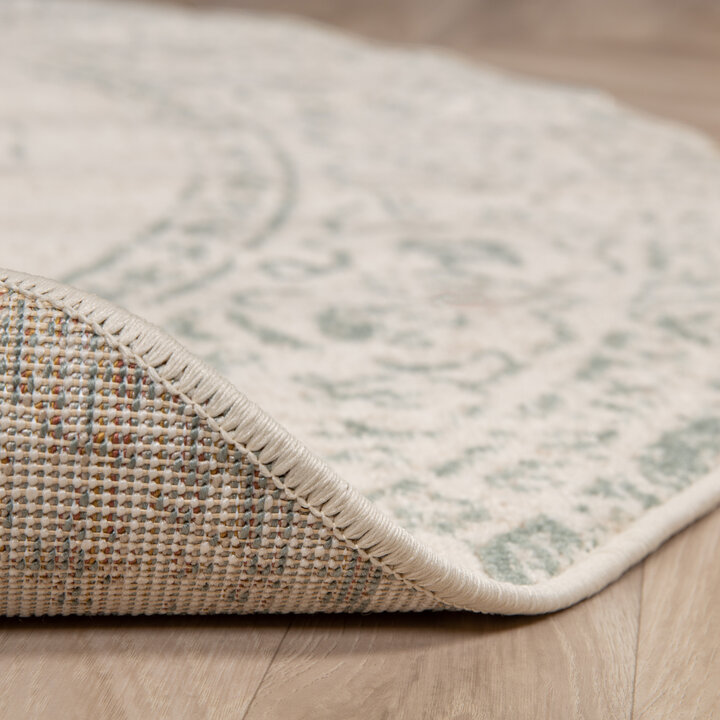 Teppich Vintage Rund - Spring Ethnic Creme Grün