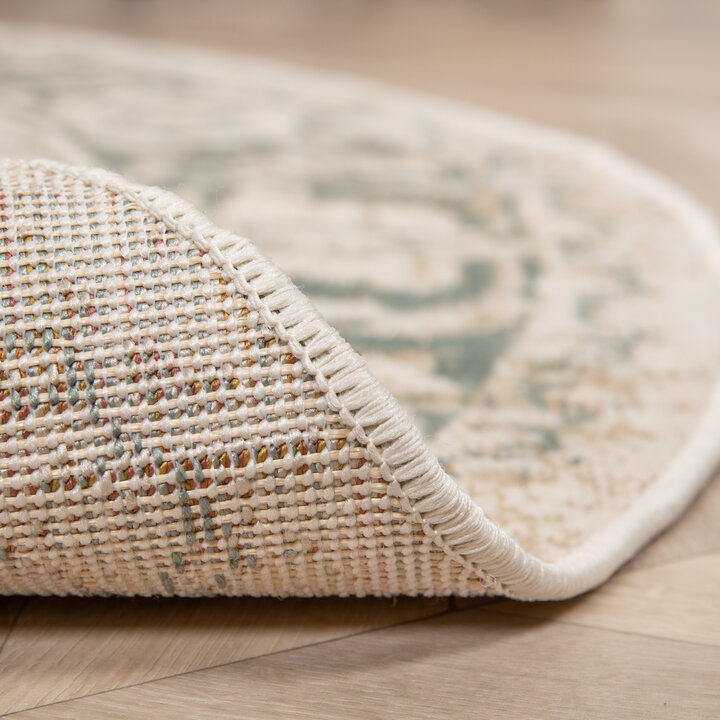 Teppich Vintage Rund - Spring Medaillon Creme Grün