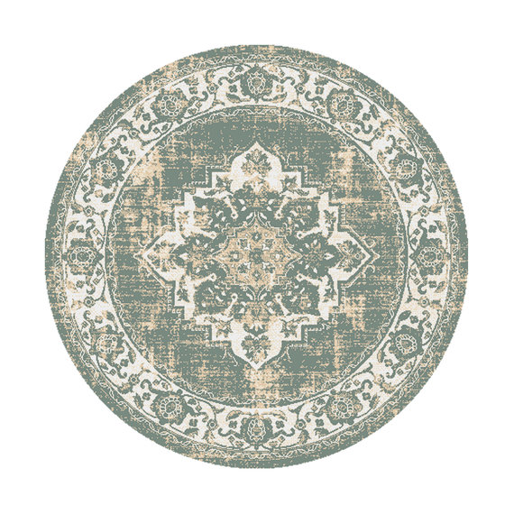 FRAAI | Home & Living Teppich Vintage Rund - Spring Medaillon Grün Creme