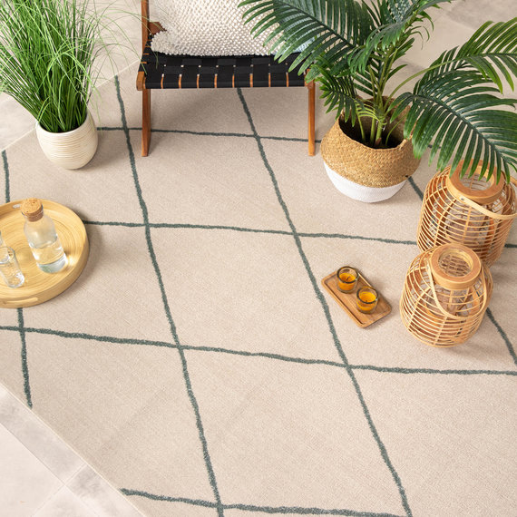 FRAAI | Home & Living Teppich Skandinavisch - Odin Lines Creme/Grün