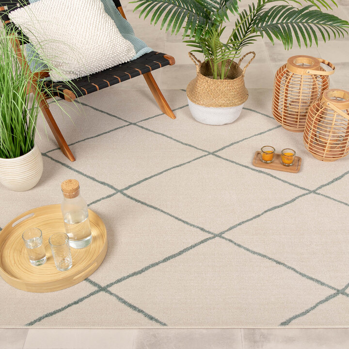 Teppich Skandinavisch - Odin Lines Creme Grün