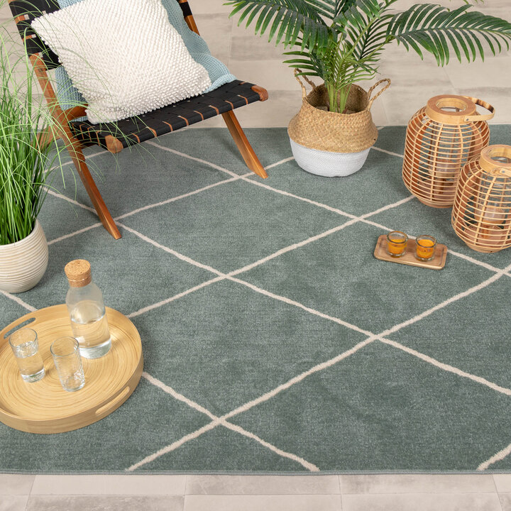 Teppich Skandinavisch - Odin Lines Grün