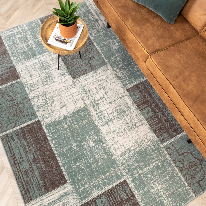 Teppich Vintage - Spring Patchwork Grün Grau